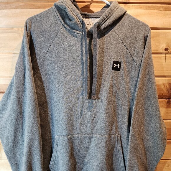 Under Armour Men’s Grey Fleece Hoodie – Size Medium – Loose Fit Pullover Sweatsh - Picture 1 of 6